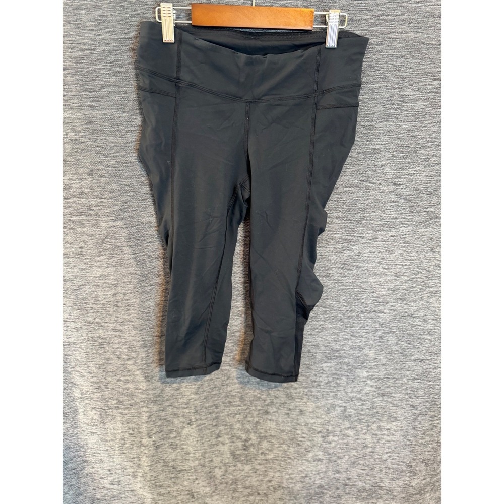 Lululemon Run Inspire Crop II Black Ruched‎ Leggings Mesh Panels Womens Size 6